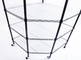 6-Layer Plastic Coated Polygonal Corner Shelf with 2" PP Wheels 680*680*1800 Black 87893174