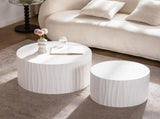 Nesting Coffee Table Set of 2 Round Wooden Coffee Tables Circle Modern Table for Living Room Bedroom W3081P315304