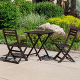 3-Piece Eucalyptus Bistro Set, Square, Espresso B046125055