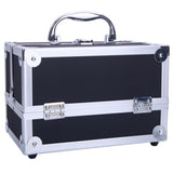 ZNTS SM-2176 Aluminum Makeup Train Case Jewelry Box Cosmetic Organizer with Mirror 9"x6"x6" Black 12276436