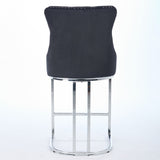 25" Counter Height Bar Stools Set of 2, Modern Velvet Barstools with Button Back&Rivet Trim W1143P217851