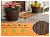 2-Piece PP Rattan Planter Set, 15 & 12 Tapered Square Flower Pots with Built-in Inner Pots & 21574417