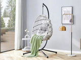 GRHeavy-Duty Iron Hanging Chair with Wicker Weave Single Person Swing for Indoor/Outdoor W2920P281903