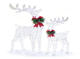 Lighted Christmas Reindeer Decorations, Cold White LED Pre-Lit Xmas Reindeer Set with Glittered 62740462