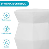 13" x 16.75" Glazed Ceramic Drum Stool - Indoor/Outdoor Side Table - Accent Garden Stool W1243P291774