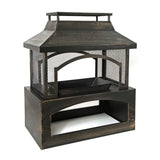 Rectangular Metal Outdoor Wood place - Outdoor Fireplace with Built-in Log Storage and 58403739