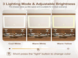 3-in-1 Vanity Desk with Lighted Mirror & Stool, Flip Top Makeup Dressing Table, Compact Storage for 70547750