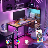 Computer Desk with Power Outlet & Storage Shelves, Study Writing Table with USB Ports Charging W578P191951