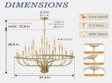 24-Light Gold Chandelier Industrial Iron Candle Chandelier Modern Suspended Farmhouse Chandeliers W5008P464949