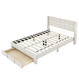 ZNTS Queen Size Upholstered Platform Bed with A Big Drawer, Beige 73394910