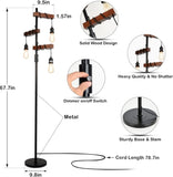 Dimmable Industrial Floor Lamp, Farmhouse Tree Floor Lamp, 68 Inch 3 Lights Wood Standing Lamp, W2738P227440