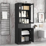 ZNTS Tall Bathroom Storage Cabinet, Cabinet with Four Doors and Drawers, Adjustable Shelf, MDF Board, N725P186649B