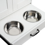 Dog Feeding Station, Dog Food Storage Cabinet with Hidden Dog Bowls, Adjustable Panel, Hooks, for W1687P205402