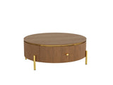 Modern Round Coffee Table with 2 large Drawers Storage Accent Table, Brown, 31.5" N735P338995D