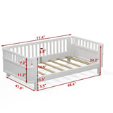 Twin Size Wood Platform Bed for Kids, Wood Low Profile Twin Bed with Rails for Girls and Boys, White W2593P296772