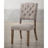 Beige and Weathered Oak Tufted Back Side Chairs B062P182708