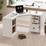 57.68" Modern L Shaped Executive Desk with 2 Storage Cabinets and 3 Drawers,Corner Writing 84716179