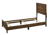 Brown Cherry Finish Fabric 1pc Twin Size Panel Bed Beautiful Wooden Bedroom Furniture Contemporary B011P174709