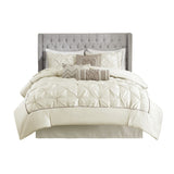 7 Piece Tufted Comforter Set Ivory Cal King B03596992