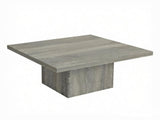 Gray Wood Grain Center Table Square Coffee Table with 1.6" Thick Sturdy Tabletop 19400156