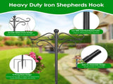 Shepherds Hook for Outdoor, 5-Prong Base Adjustable Height Garden Hook with Dual Sided Hooks, Sturdy 35830695