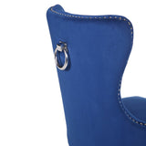 Erica 2 Piece Stainless Steel Legs Chair Finish with Velvet Fabric in Blue 808857648174