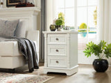 Farmhouse Style 3 Drawer Sofa Side Table Charging Pedestal, Tall Rustic Wood Square Nightstand W2393P324436