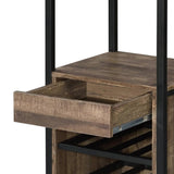 ZNTS Weathered Oak and Black Wine Rack with 1 Drawer B062P184584