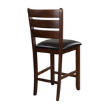 ZNTS Contemporary Style Set of 2 Counter Height Chairs Dark Oak Finish Wood Faux Leather Upholstered Seat B01146338