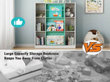 Bookshelf 6-Cube Storage Cabinet Bookcase with Sliding Storage Door Wooden Toy Organizer with Book 05629757