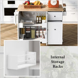 Kitchen Island with Drop Leaf, 53.9" Width Rolling Kitchen Cart on Wheels with Internal Storage Rack WF312383AAW