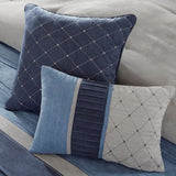 7 Piece Microsuede Comforter Set Navy Cal King B03596802