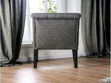 Classic Antique Black / Gray Set of 2 Side Chairs Button Tufted Linen Like Fabric Solid wood Chair B011104801