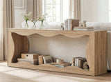 63" Narrow Console Table with Wavy Hollow Design, 2-Tier Extra Long Entryway Table with Storage 29895632