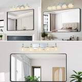 Brushed Nickel Finish Vintage Crystal Vanity Light - Elegant 5-Light Bathroom Mirror Fixture with W1340P206725