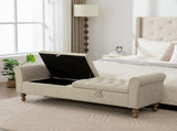 65.75" Wide Modern Upholstered Storage Bench With Double Lids 97880592