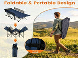 Navy No-Assembly Portable Toddler Camping Bed, Elevated Foldable Kids Sleepover Cot with Anti-Roll 43356636