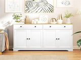 White Modern Sideboard, Buffet Cabinet with Storage Drawers & Adjustable Shelves for Living Room, 43250078
