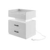 1 Set Nightstand with Adjustable LED Strip Light, 2-drawers, Large Storage Space, Suitable for W368P239008