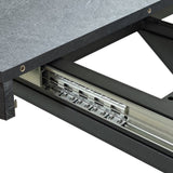 55.11" -70.86"Retro Rectangular Stretch Dining Table,Dark Grey stone Top And Relief Plate, W757P209558
