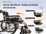Aluminum Foldable Lightweight Adult Wheelchair, New Square Tube Design, 18" Seat with Front and Rear W3121P297482