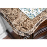 Genuine Marble Top Nightstand with 2 Drawers, Brown Cherry B016P251479