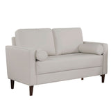 Contemporary Style Off-White 1pc Loveseat Leatherette Upholstered Bench Style Seating Bolster B011P203540