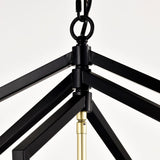 18.11" Matte Black Gold Chandelier for Dining Room, 4-Light Kitchen Chandelier Light Fixture W1592P209857