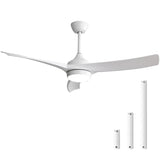 ZNTS 52 Inch Modern White Ceiling Fan with 18W LED Light and Remote Control 3 ABS Blades Noiseless W934P285766