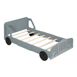 Twin Size Car-Shaped Platform Bed with Wheels,Gray WF311752AAE