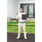 30 PCS Interlocking Deck Tiles Striped Pattern, 12" x 12" Dark Brown Square Acacia Hardwood Outdoor 53194396