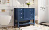 ZNTS 36" Bathroom Vanity with Sink Combo, One Cabinet and Three Drawers, Solid Wood and MDF Board, Blue 36929776