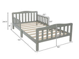 Wooden Baby Toddler Bed Children Bedroom Furniture with Safety Guardrails Gray 84460377