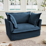 Slip-covered Armchair with 1 Big Back Cushion and 2 Big Toss Pillows, Single Deep Seat Comfy Single W3041P240124